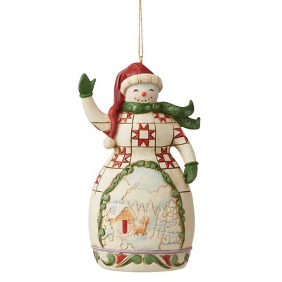 Jim Shore 4.25" Red & Green Snowman Christmas Snow Man Jim  -  Tree Ornaments