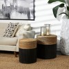 Olivia & May Wood Handmade Colorblock Wrapped Accent Table with Dried Plant Tabletops Black - 4 of 4