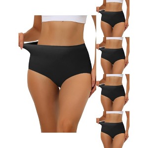 Allegra K Women's Elastic High-Waisted Unlined Breathable 5 Packs Hipster Underwear - 1 of 4