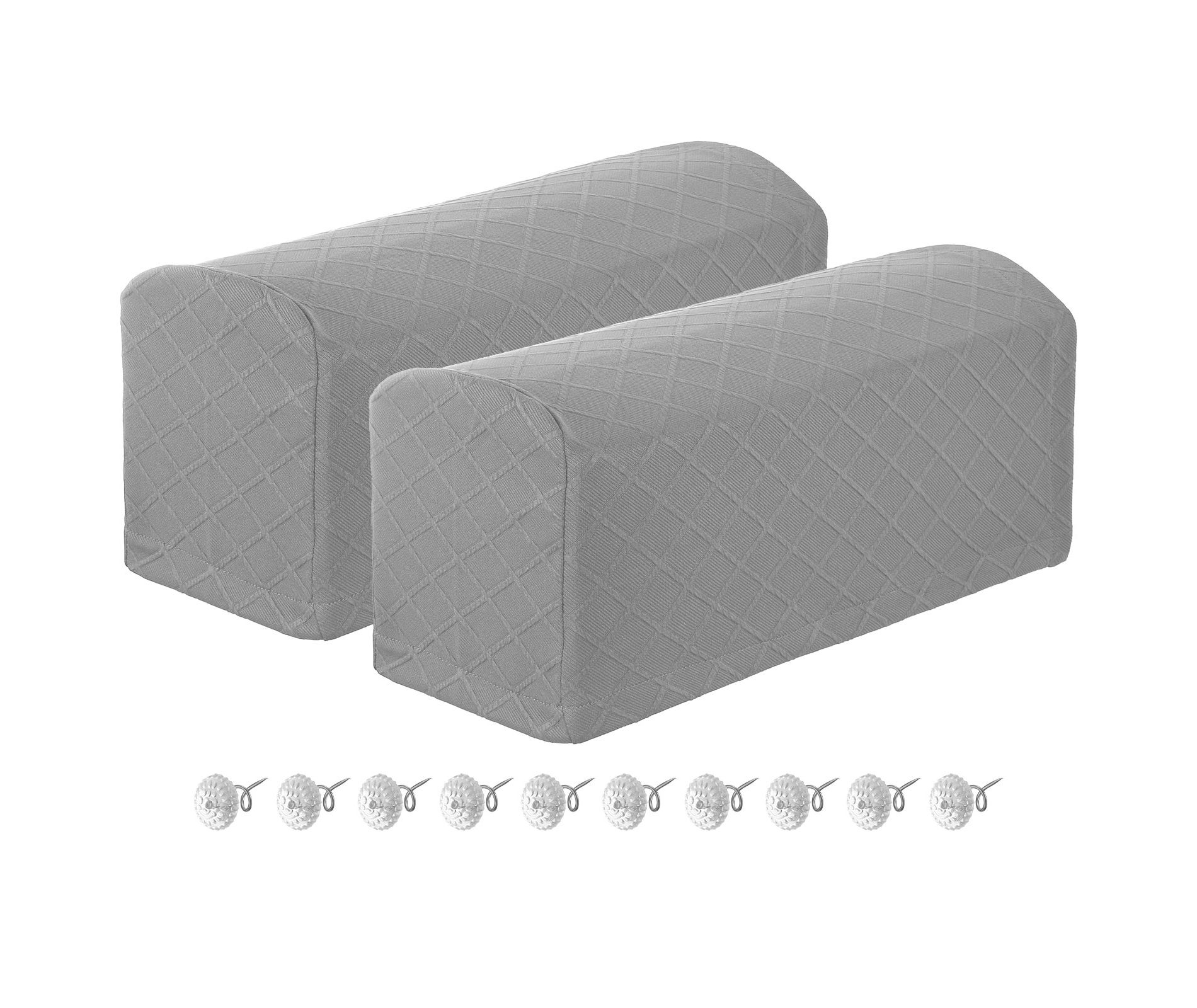 Unique Bargains Non Slip Scratch Resistant Soft Armchair Slipcovers with Twist Pins 2 Pcs Light Grey