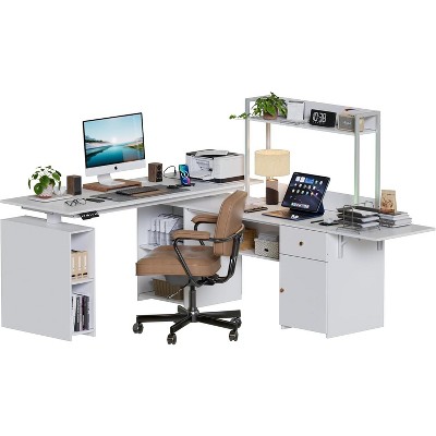 PAKASEPT 63'' L Shaped Electric Standing Desk, Corner Height Adjustable Stand up Desk, USB Charge Ports, Computer Desk