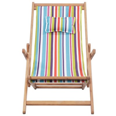 vidaXL Beach Chair Multicolor Eucalyptus wood and polyester fabric