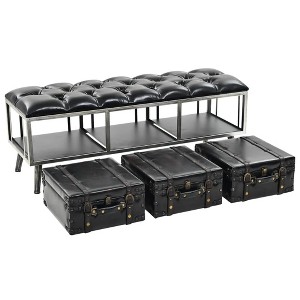 vidaXL Storage Bench 43.3 in. Black Faux Leather - 1 of 4