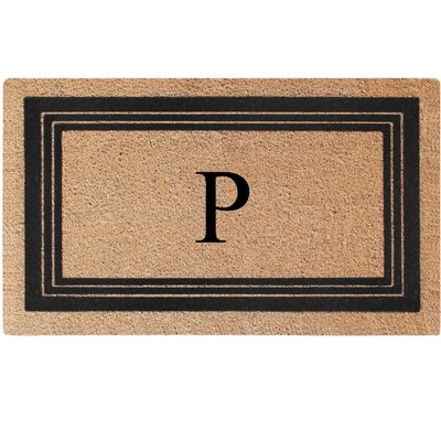 A1HC Natural Coir and PVC Backing 18"x30" Classic Border Monogrammed Flock Door Mat, Anti-Shed Doormat