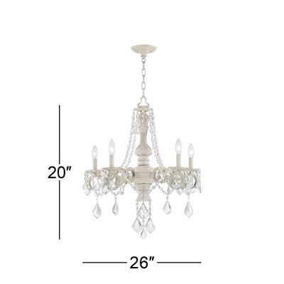 Antique White Crystal 5-Light Chandelier with Steel Frame