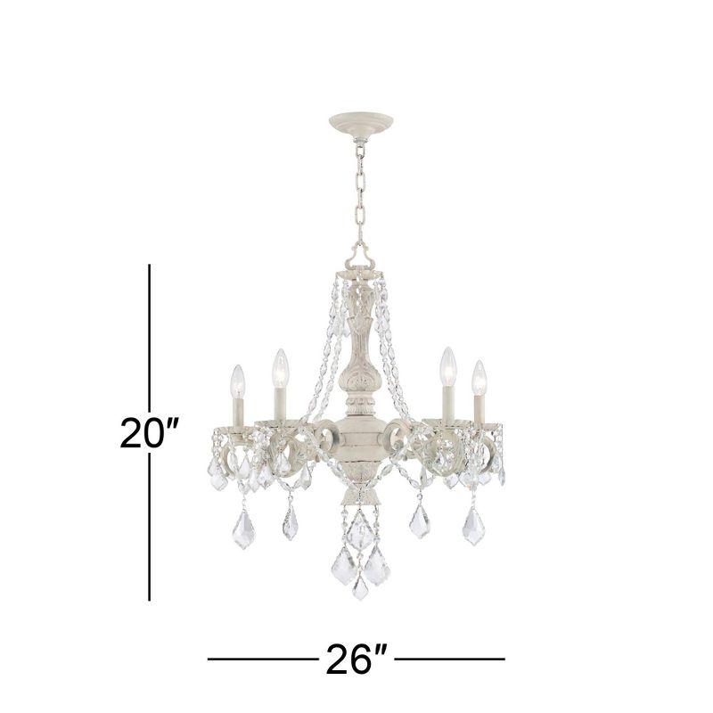 Kathy Ireland Chateau de Conde Antique Rubbed White Pendant Chandelier 26" Wide French Crystal 5-Light Fixture for Dining Room House Kitchen Island, 4 of 8