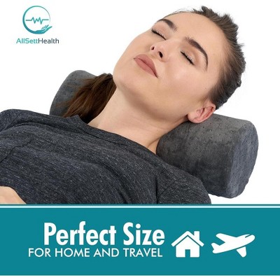 Gray Memory Foam Cervical Bolster Pillow with Washable Cover