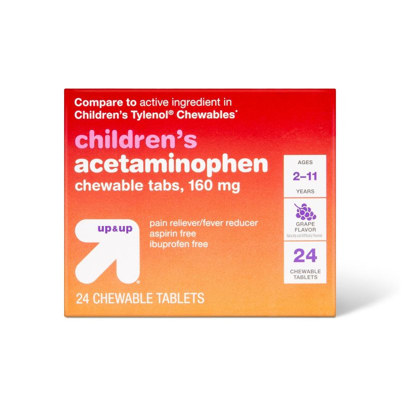 Junior Strength Acetaminophen Chewable Tablets - Grape - 24ct - up &#38; up&#8482;, 1 of 4
