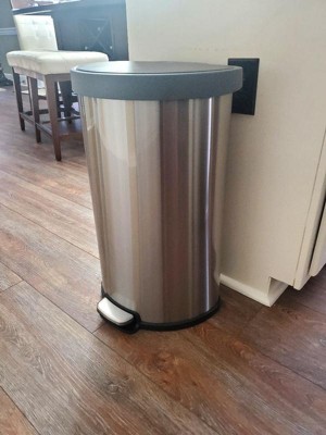 Eko 45l Aria Semi-round Stainless Steel Resin Lid Step Trash Can No Liner :  Target