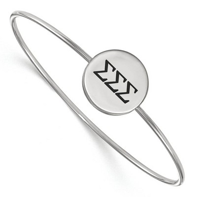 Black Bow Jewelry Sterling Silver Sigma Sigma Sigma Greek Life Bangle Bracelet 8 Inch