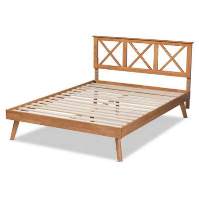 Galvin Brown Wood Queen Platform Bed with Adjustable Headboard