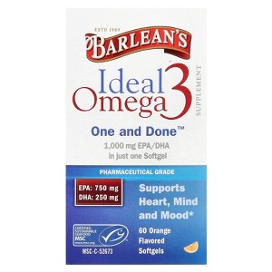 Barlean's Ideal Omega 3, Orange, 60 Softgels - 1 of 3