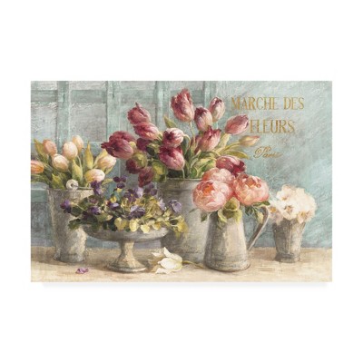 Marche Des Fleurs Blue Gold Floral Canvas Art 22'' x 32''