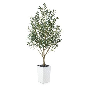 DR.Planzen 72" Artificial Olive Tree - 6FT UV Resistant Fake Plant with 15.7" Tall Planter Planter for Indoor House Plants & Tall Floor Decor - 1 of 4