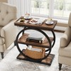 Lirago Brown 3-Tier Industrial End Table (2-Pice) E1 MDF Metal Frame 23.62x11.81x25.59 Sofa Side Table Storage Shelf - 3 of 4