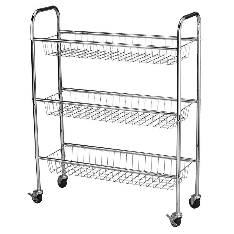 Household Essentials 3-Tier Slim Storage Cart Silver, 1 of 5