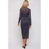 Pinkblush Charcoal Shimmer Mesh Long Sleeve Ruched Maternity Midi Dress - 3 of 4