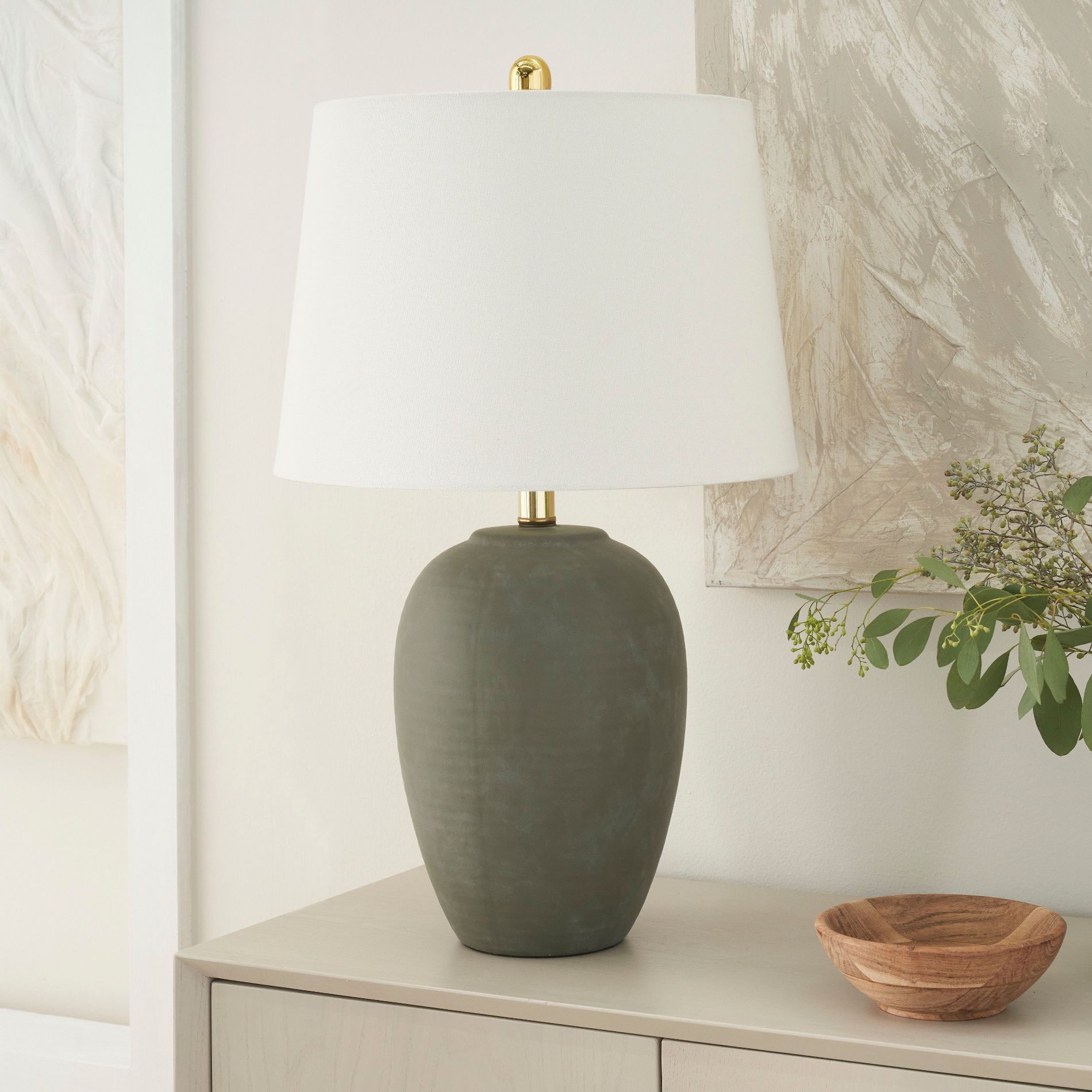 23" Green Distressed Ceramic Urn Table Lamp - Nourison