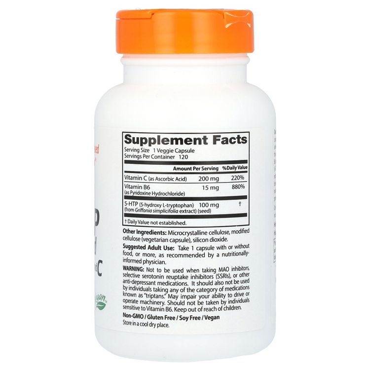 Doctor's Best 5-HTP, Enhanced with Vitamins B6 & C, 120 Veggie Caps, 2 of 4