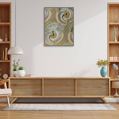 Delicate Deco Plant Pattern V Framed Canvas Wall Art