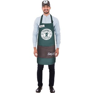 Dress Up America Barista Costume for Adults - Green Apron and Cap - 1 of 4