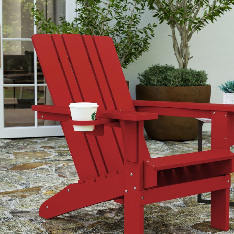 Merrick Lane Adirondack Chair with Cup Holder, Weather Resistant HDPE Adirondack Chair, 4 of 12