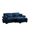 Aukfa Blue Velvet Large  Sofa with Bolster Armrests, Waist & Throw Pillows – Modern Couch for Living Room, Bedroom or Office - 3 of 4