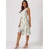 Allegra K Women's Wrap Ruffle High Low Hem Round Neck Keyhole Back Sleeveless Floral Dress - 3 of 4