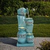 LuxenHome 30" Tall Aqua Blue Outdoor Water Fountain with LED Lights, Cascading Resin Garden Fountain with Ceramic Like Glaze - 4 of 4