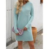 Coolmee Women Spring Fall Fashion T Shirt Mini Dresses Long Sleeve Crewneck Striped Casual Short Dress with Pockets - 4 of 4