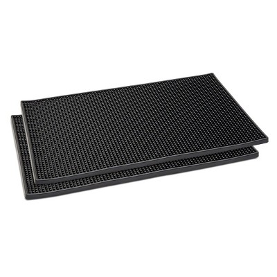 Okuna Outpost 2 Pack Black Rubber Coffee Maker and Bar Spill Mats for Kitchen Countertops, 18 x 12 in