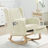 Hyleory Chenille Rocking Chair Rocker With Retractable Footrest, Solid Wood Leg, Long Non-Slip Pad, Lumbar Support And Side Pocket - 2 of 4