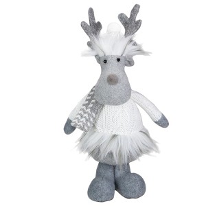 Northlight Standing Moose with Knitted Sweater Christmas Decoration - 12.5" - Gray and White - 1 of 4