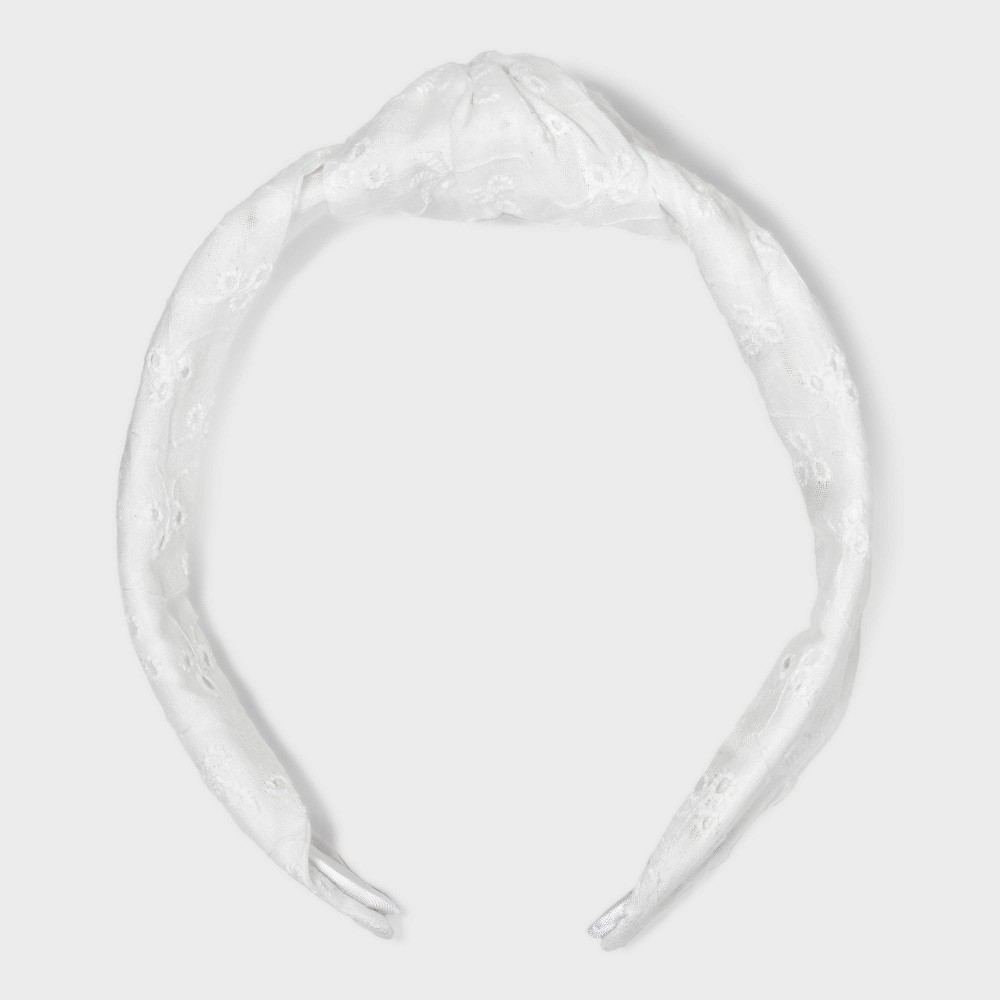 Photos - Hair Styling Product Eyelet Top Knot Headband - Universal Thread™ White