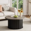 Coolmee Round Coffee Table, Mid Century Coffee Table with Metal Base, 31.9 inch Fluted Center Table for Living Room, Home Small Space, Apartment - 2 of 4