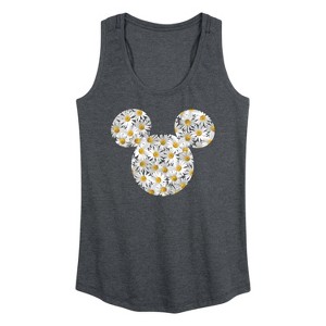Women's - Disney - Mickey Head Daisies Graphic Racerback Tank - 1 of 4