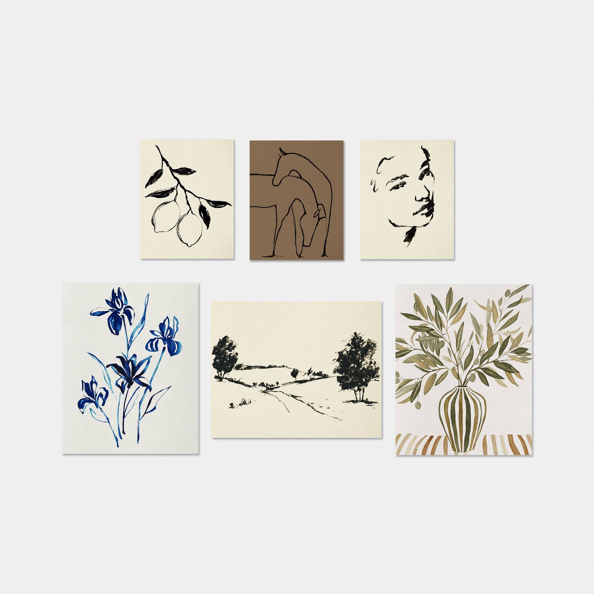 Set of 6 Sketches Style Wall Art - Room Essentials™