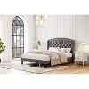 Bed Frame with Headboard – Upholstered Velvet Platform Bed, Rivet Button Tufted, Heavy Duty, No Box Spring - 3 of 4