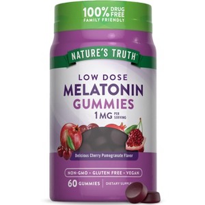Nature's Truth Melatonin Gummies | 1mg | 60 Count | Cherry Pomegranate Flavor - 1 of 4