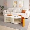 Round Nesting Coffee Table for Living Room, Modern Side Tables with Extendable Sliding Tabletop, Sofa End Table with Hidden Storage for Home Decor - 2 of 4