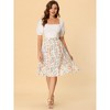 INSPIRE CHIC Women's Ruffle Hem Elastic Waist Flowy A-Line Swing Floral Midi Skirt - 3 of 4