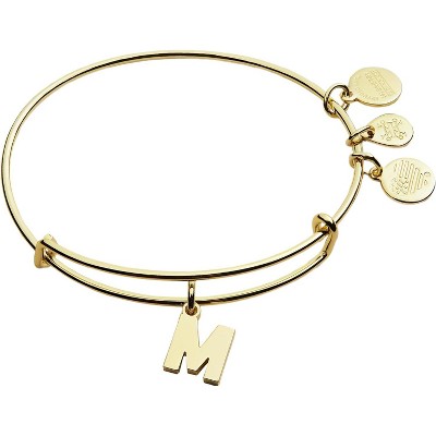 Alex and Ani Expandable Bangle for Women, Initials A to Z Letter Charms, Shiny Finish, 2 to 3.5 in
