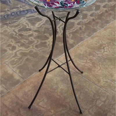 Hourglass Shaped Black Metal Bird Bath Stand