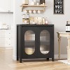 32" Modern Sideboard Cabinet with Fluted Glass Doors - Adjustable Shelves Black MDF Storage for Living Room Dining Room Entryway - 2 of 4