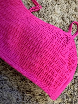 Women's Smocked Bralette Bikini Top - Wild Fable™ Pink S : Target
