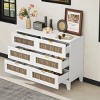White Rustic 6 Drawer Wooden Dresser with Metal Handles and Smooth Slide Design for Bedroom Storage Cabinet Use-Cuddlewood - 3 of 4