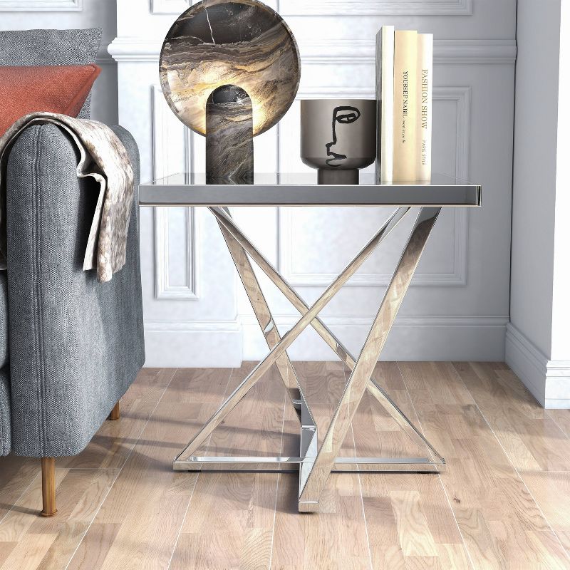 Drubeck Glam Mirrored End Table Chrome - HOMES: Inside + Out, 4 of 9
