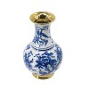 HomeRoots 16" Blue White And Gold Chinoiserie Floral Porcelain Table Vase - 4 of 4