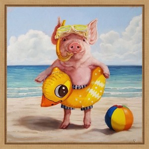 Amanti Art Baked Ham (Pig) by Lucia Heffernan Canvas Wall Art Print Framed 16 x 16-in. - 1 of 4