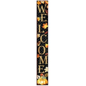 HomeRoots 72" Black Gold And Orange Solid Wood Welcome Leaves Porch Sign - 1 of 4